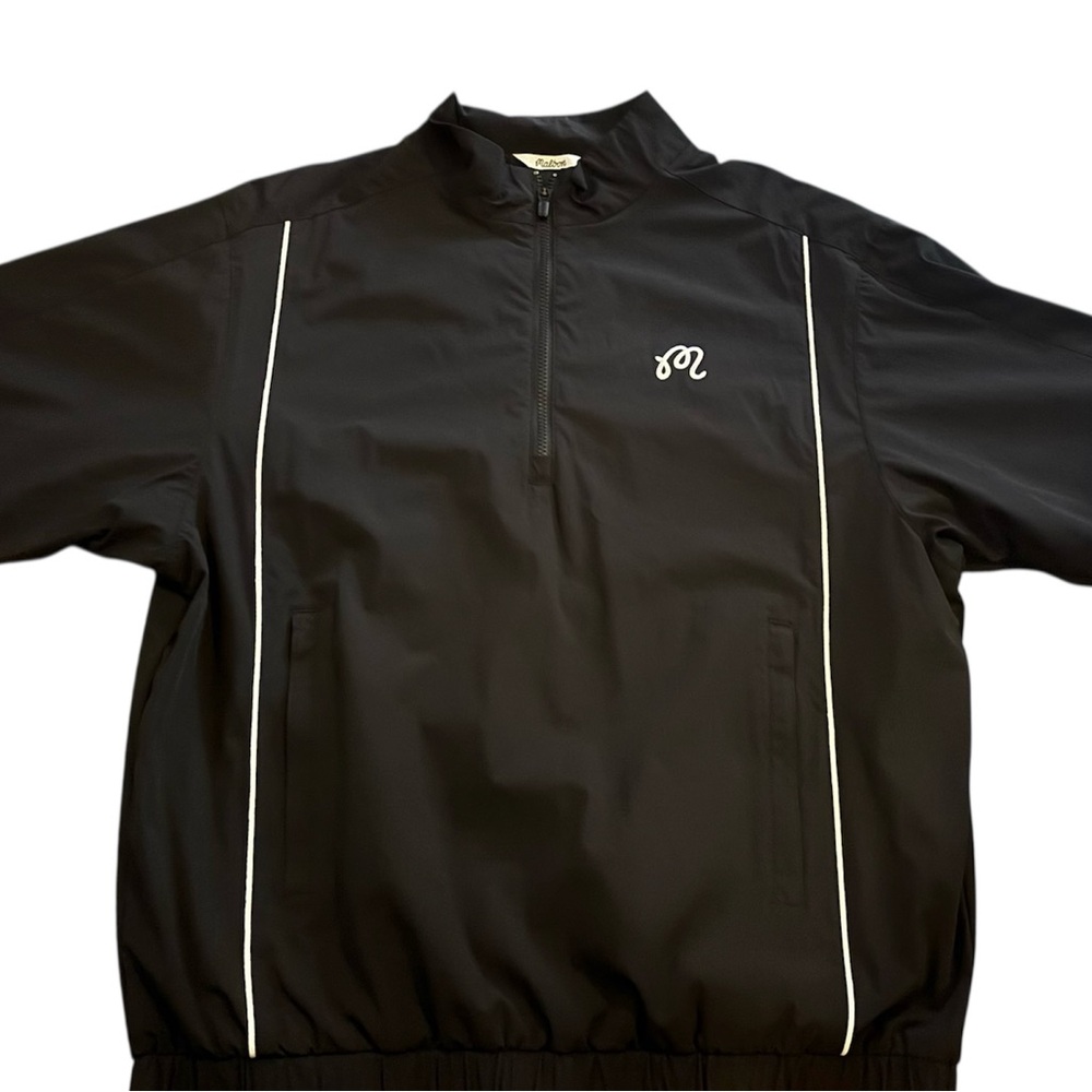 New Malbon Golf Mens Script Windshirt Black  size L  Quarter Zip Pullover S/S - Picture 2 of 3